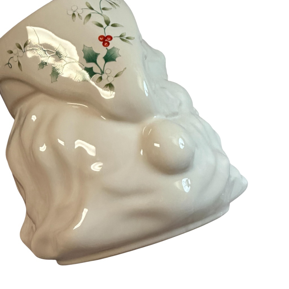 Vintage Pfaltzgraff Santa Face Mug USA Christmas Holly Ceramic Coffee Cup - Picture 4 of 15